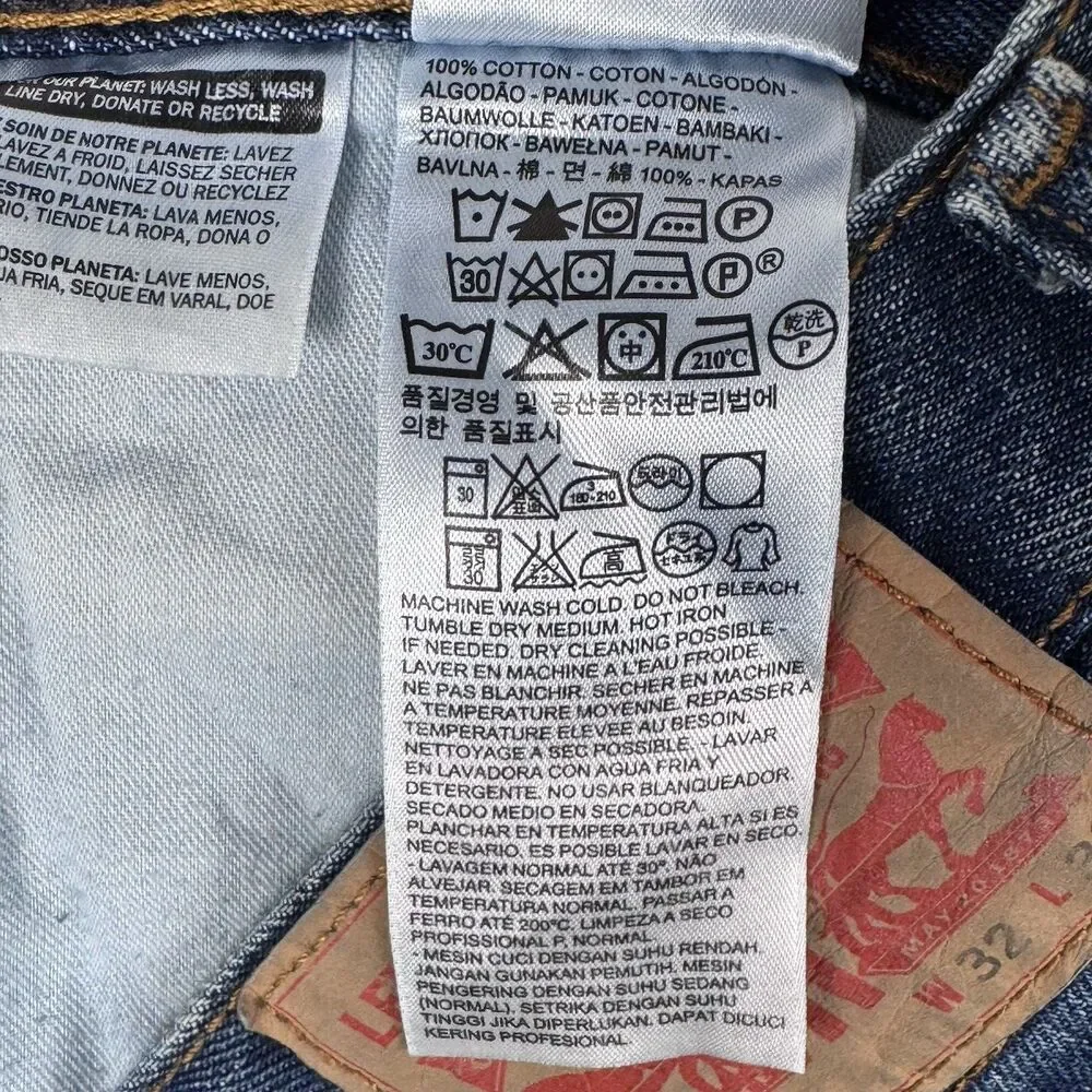 Levi's 505 Men's Jeans Size 32 Blue Regular Straight Denim 100% Cotton